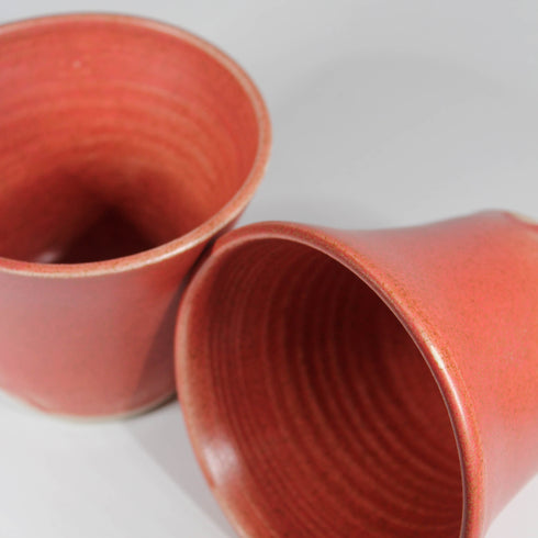 Mini Cherry Red Fluted Handmade Ceramic Plant Pot